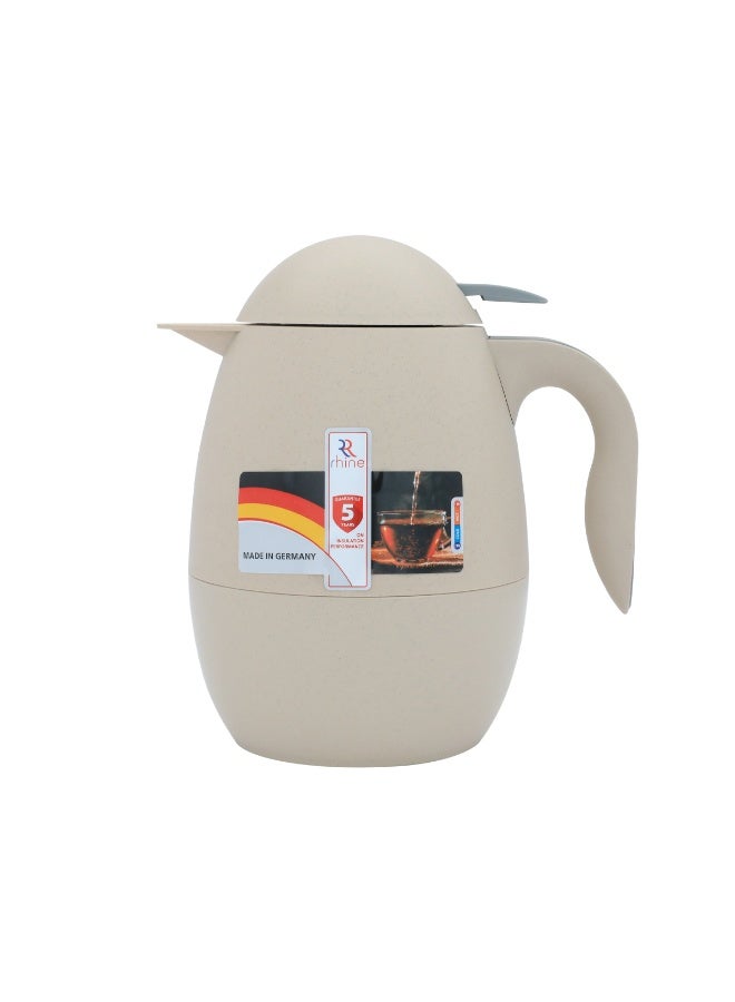 Rhinestone thermos, 0.9 liters, thermal glass inner container - beige