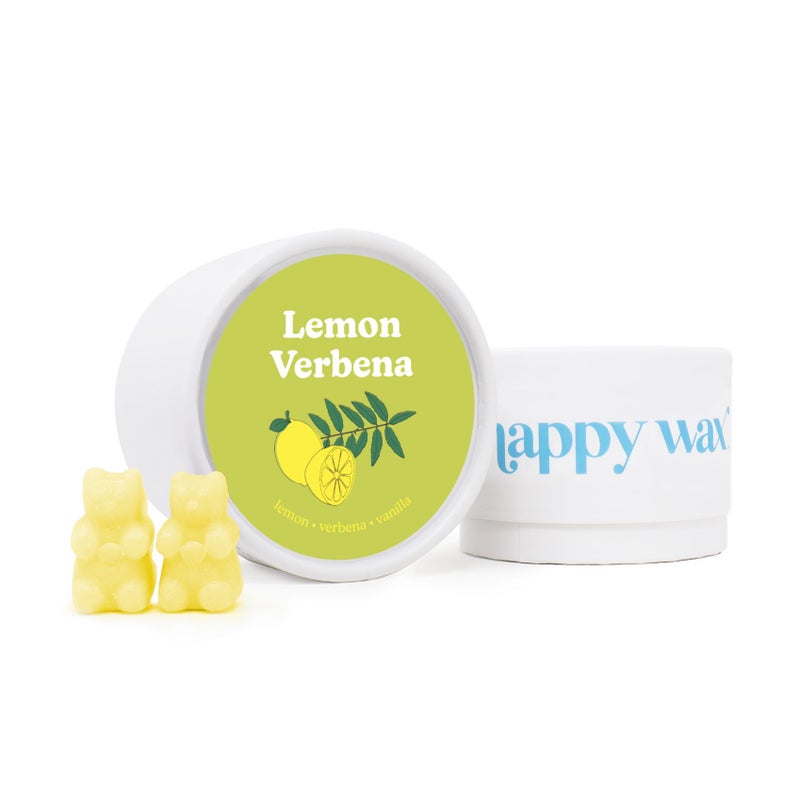 Happy Wax Lemon Verbena Scented Bear Wax Melts - Natural Strong Scented Fresh Wax Melts Infused w/Essential Oils - Non Toxic Wax Melt & Pet Safe Wax Melts - (8 oz Pouch)