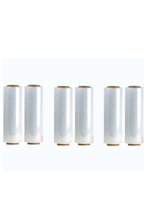 Stretch Wrap Industrial Strength 6 Rolls Extra Thick 3KG Shrink Wrap Roll for Moving Supplies, Furniture, Pallets, Plastic Wrap for Packing, Heavy Duty Stretch Film