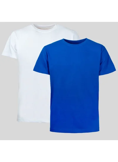 Four Man 2 Pieces Men's 100% Cotton Standard Pattern Non-Wrinkle Plain Color Basic T-Shirt