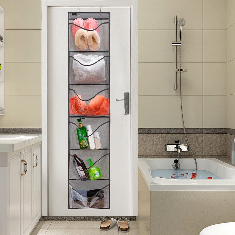 ANZORG Extra Large Pockets Shoe Organizer for Closet Over The Narrow Door Hanging Shoe Holder Storage (6 Large Pockets-Grey) - Image 5