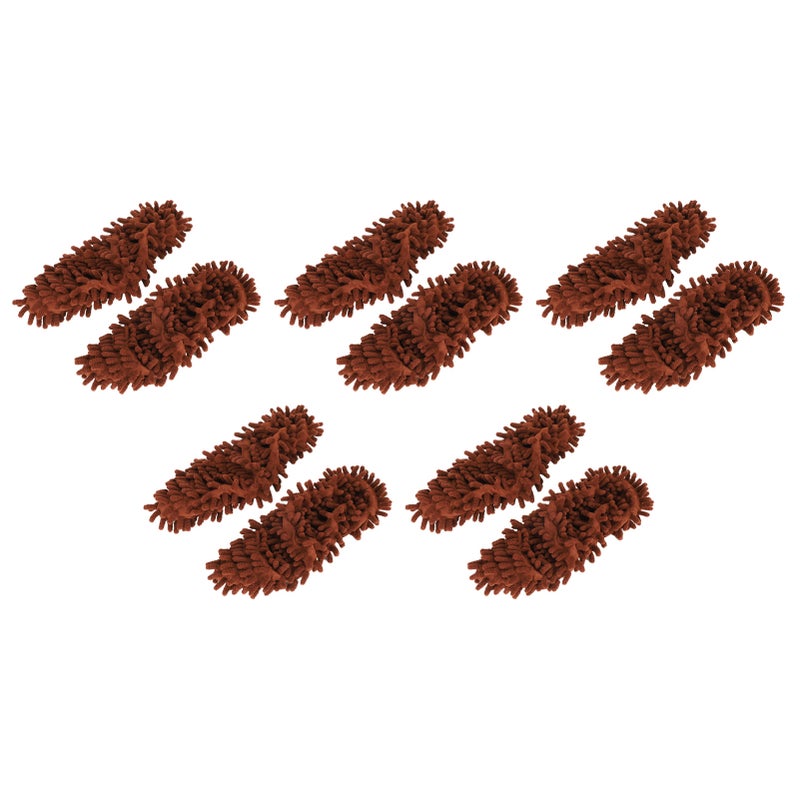 10Pcs Chenille Mop Slippers Multifunction Floor Cleaning Shoes Dust Cleaner AccessoryBrown - Image 4