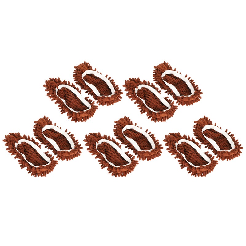 10Pcs Chenille Mop Slippers Multifunction Floor Cleaning Shoes Dust Cleaner AccessoryBrown - Image 1