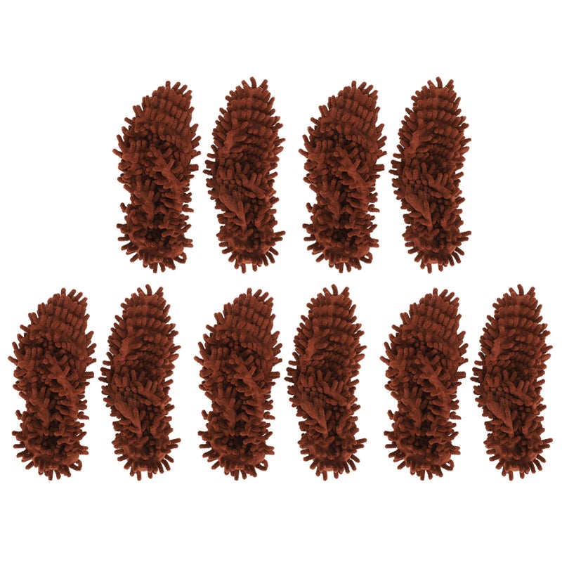 10Pcs Chenille Mop Slippers Multifunction Floor Cleaning Shoes Dust Cleaner AccessoryBrown - Image 2