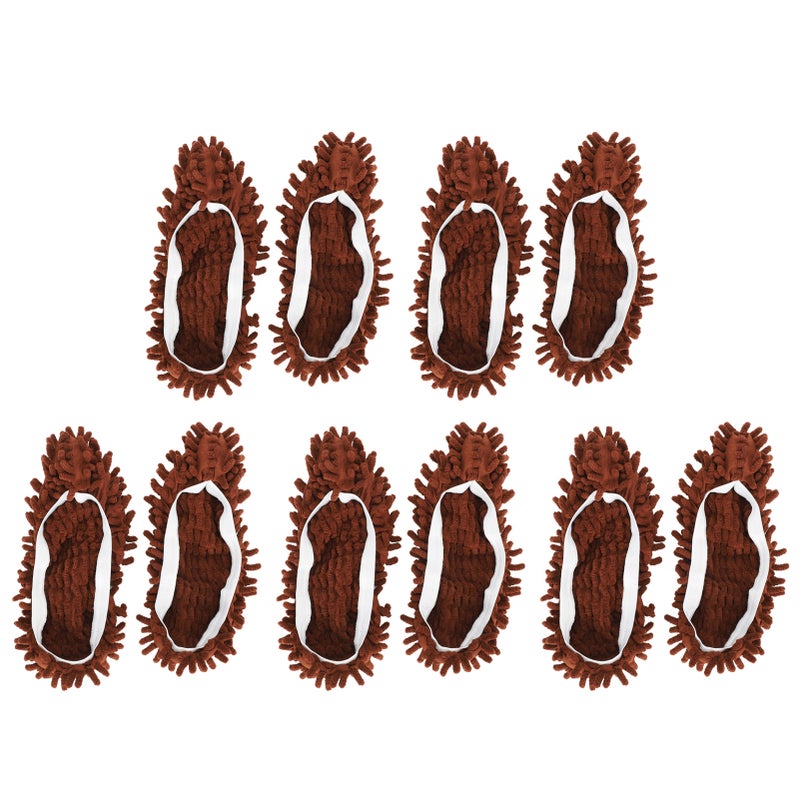 10Pcs Chenille Mop Slippers Multifunction Floor Cleaning Shoes Dust Cleaner AccessoryBrown - Image 3