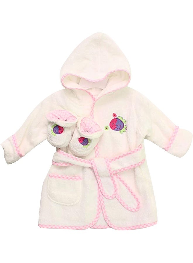 Spasilk روب استحمام هودي من سباسيليك 100% قطن مع حذاء، سمكة بيضاء، مقاس واحد - Image 1