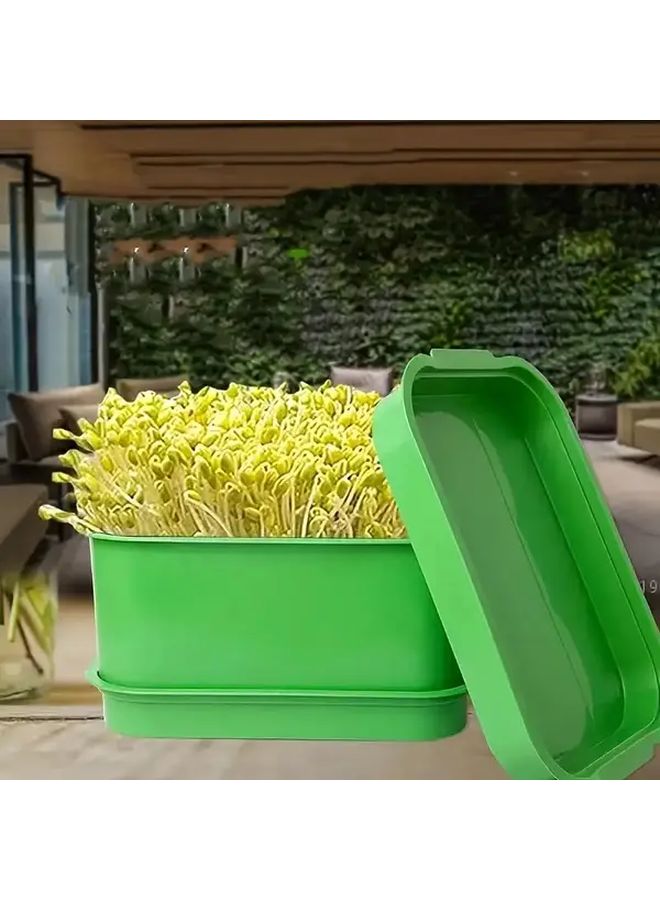 أواني زراعية بلاستيكية خضراء 10 قطع مع فتحات تصريف للشتلات والمايكروغرين للاستخدام الداخلي والخارجي - Image 4