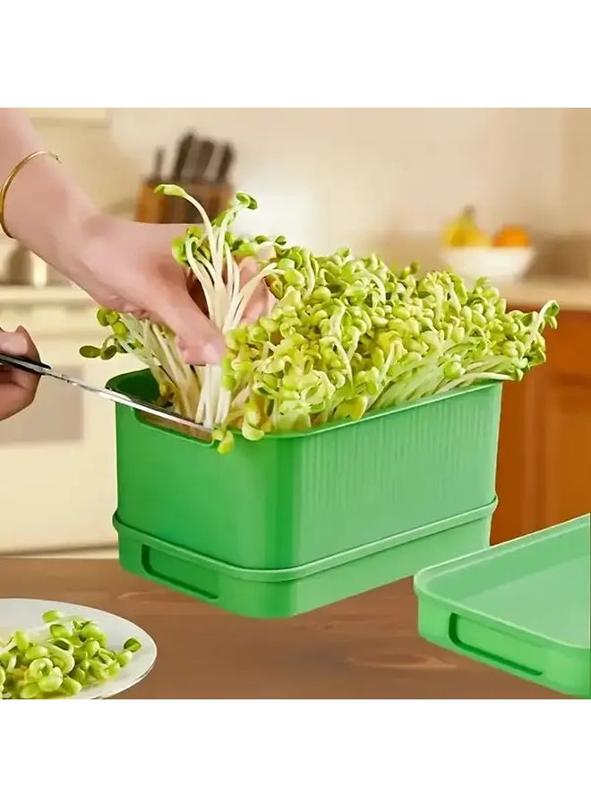 أواني زراعية بلاستيكية خضراء 10 قطع مع فتحات تصريف للشتلات والمايكروغرين للاستخدام الداخلي والخارجي - Image 3