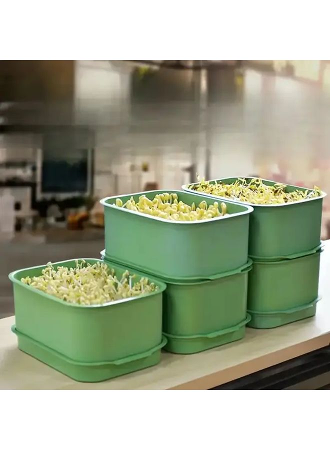 أواني زراعية بلاستيكية خضراء 10 قطع مع فتحات تصريف للشتلات والمايكروغرين للاستخدام الداخلي والخارجي - Image 2