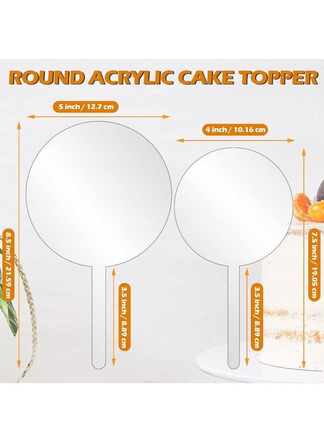 TPGP Acrylic Cake Topper Blanks 12Cm And 10Cm Round Clear Diy Happy Birthday Cake Toppers 8 Pcs - Image 2