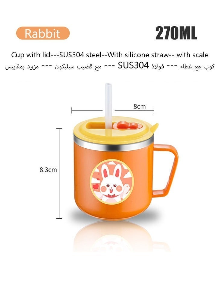 كوب عصا من الفولاذ المقاوم للصدأ 304 بتصميم أرنب مع غطاء وميزان، سعة 270 مل - Image 2