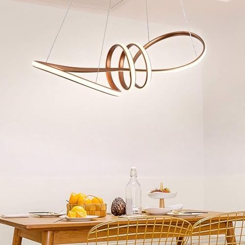 WHITERAY Glorix Modern Hanging Chandelier Light Gold Finish Spiral Loop Acrylic Ring Design Ceiling Lamp Elegant Warm White Lighting Fixture Perfect for Low & High Ceiling Home Decor (Inbuilt Led) - Image 3