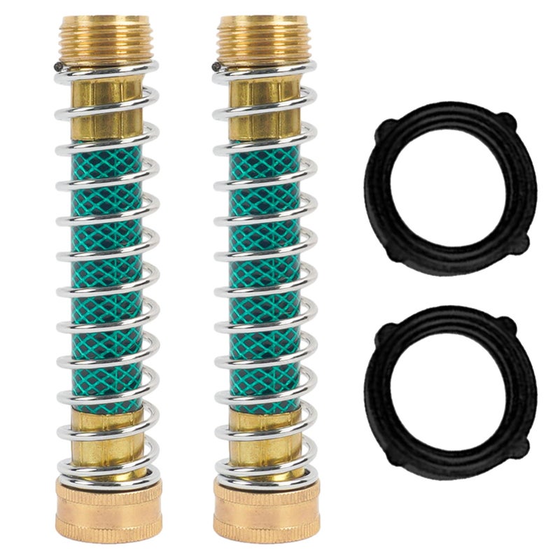 LIULO TOOL Garden Hose Protector, Brass Hose Extension Adapter with Coil Spring, Garden Faucet Extension (2 Pack) - Image 1
