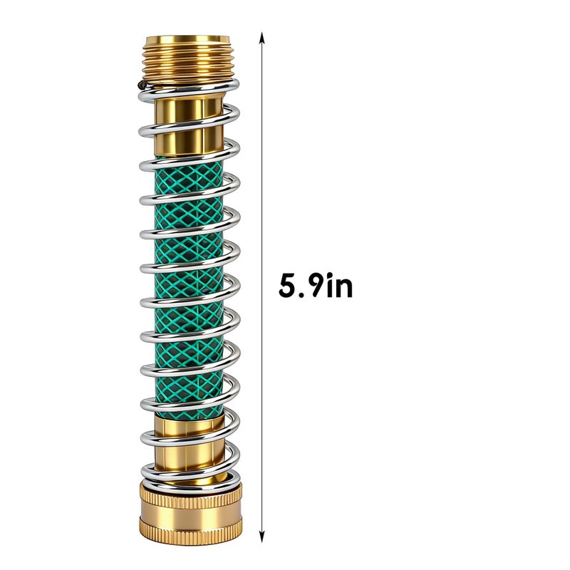 LIULO TOOL Garden Hose Protector, Brass Hose Extension Adapter with Coil Spring, Garden Faucet Extension (2 Pack) - Image 2