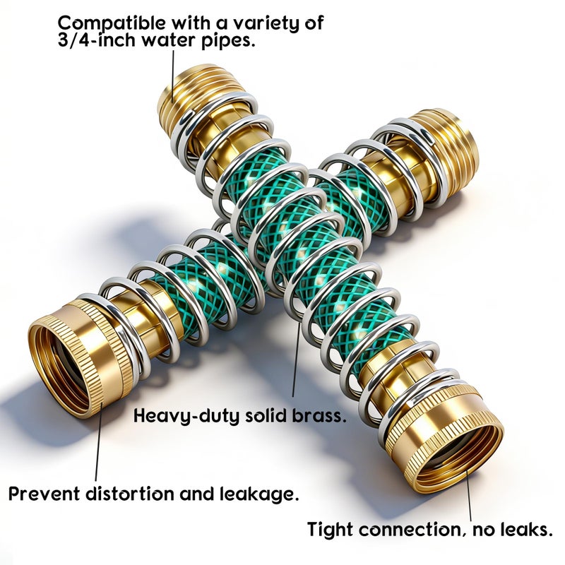 LIULO TOOL Garden Hose Protector, Brass Hose Extension Adapter with Coil Spring, Garden Faucet Extension (2 Pack) - Image 3