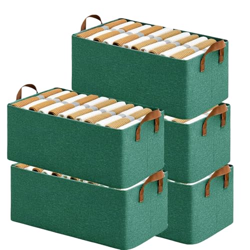RENVA Collapsible Fabric Storage Cubes Organizer With Handles Foldable Storage Baskets For Organizing Toys,Books,Shelves,Closet,Large Storage Box With Handles,47 X 28 X 20 Cm (Green, 1) - Image 1
