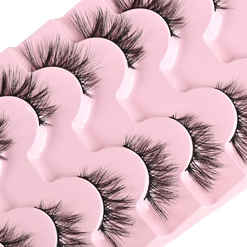 FARRED Half Lashes Cat Eye Lash Wispy Fake Eyelashes Short 7 Pairs Natural Strip Lash Fluffy Mink Fox Eye Lashes Pack Small Full Pestañas (A13 | 5-14MM) - Image 5