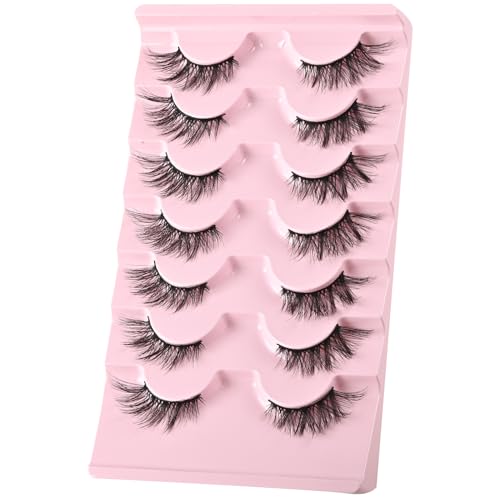 FARRED Half Lashes Cat Eye Lash Wispy Fake Eyelashes Short 7 Pairs Natural Strip Lash Fluffy Mink Fox Eye Lashes Pack Small Full Pestañas (A13 | 5-14MM) - Image 3