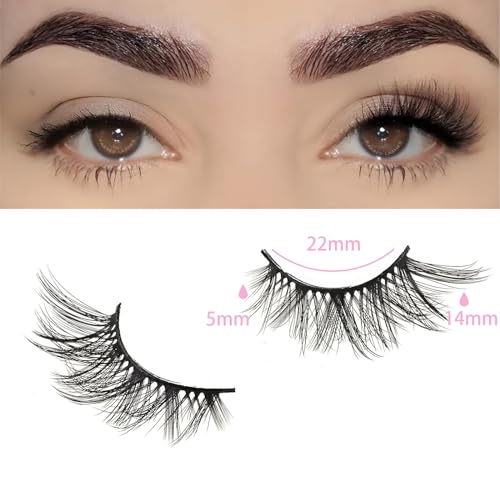 FARRED Half Lashes Cat Eye Lash Wispy Fake Eyelashes Short 7 Pairs Natural Strip Lash Fluffy Mink Fox Eye Lashes Pack Small Full Pestañas (A13 | 5-14MM) - Image 2