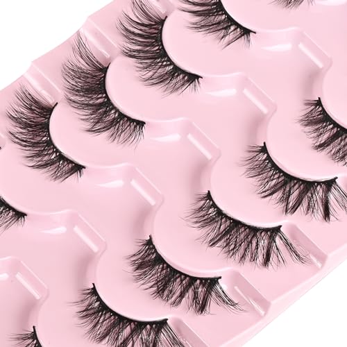 FARRED Half Lashes Cat Eye Lash Wispy Fake Eyelashes Short 7 Pairs Natural Strip Lash Fluffy Mink Fox Eye Lashes Pack Small Full Pestañas (A13 | 5-14MM) - Image 4