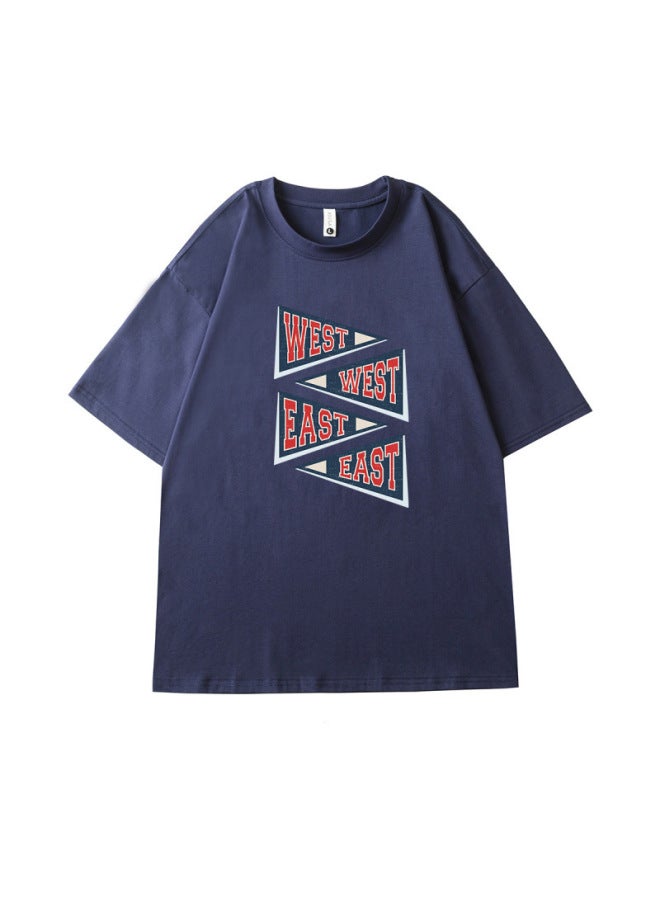 European And American Smooth And Silky Mercerized Cotton Short Sleeve T-shirt Men's Retro American Style Printed Clothing Summer Top Ice Silk T-shirt