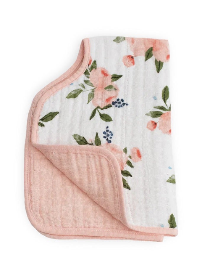 little unicorn Cotton Muslin Burp Cloth Watercolor Roses 2 - Image 3