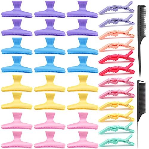 Jelyne 38 Pcs Pastel Styling Hair Clips Set Butterfly Hair Clamps Clips Alligator Hair Clips Croc Clips and Rat Tail Comb for Styling Sectioning Cuttingm Coloring Hairdressing Salon Tool Hair Accessories - Image 1