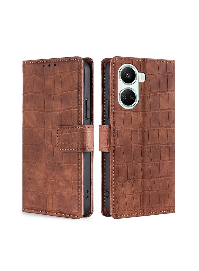Green Tiger Case For Huawei nova 10 SE Skin Feel Crocodile Magnetic Clasp Leather Phone Case  - Image 1