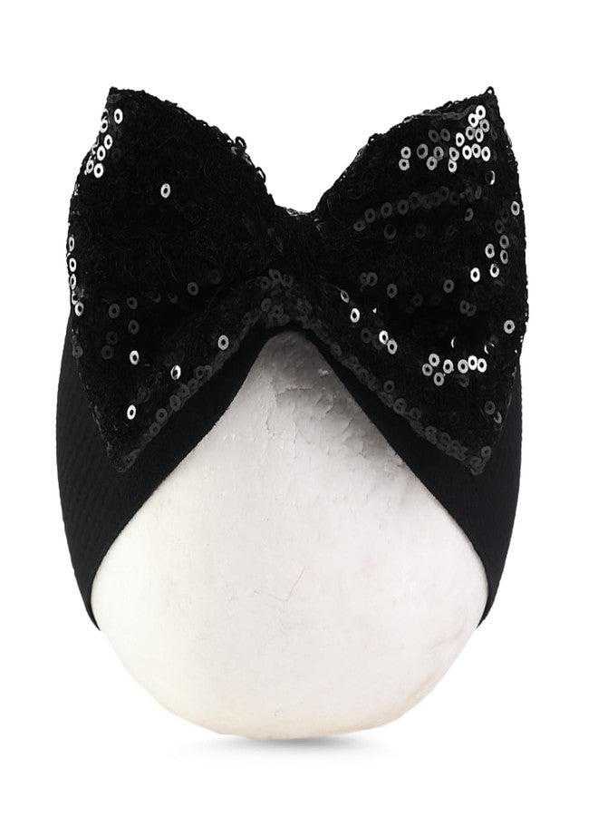 ANNACREATIONS ANNA CREATIONS 1 Pc Baby Sequin Bow Headbands – Soft Stretchy Turban Style Hairbands for Newborns & Infants – Sparkly Bows – Adorable Fashion Accessories for Baby Girls & Baby Boy (BLACK) - Image 4