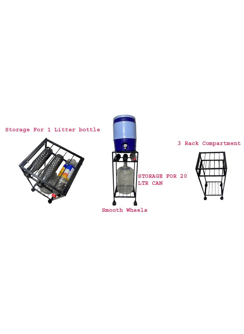 A to Z Hub A TO Z Hub Stylish and Useful 3 TierSELF with Wheels Water Dispenser 20LTR Can and 1 LTR Water Bottle StandMatka Pot StandBislery Bottle Holder Rack for KitchenOfficeHotelSchoolShop  - Image 2