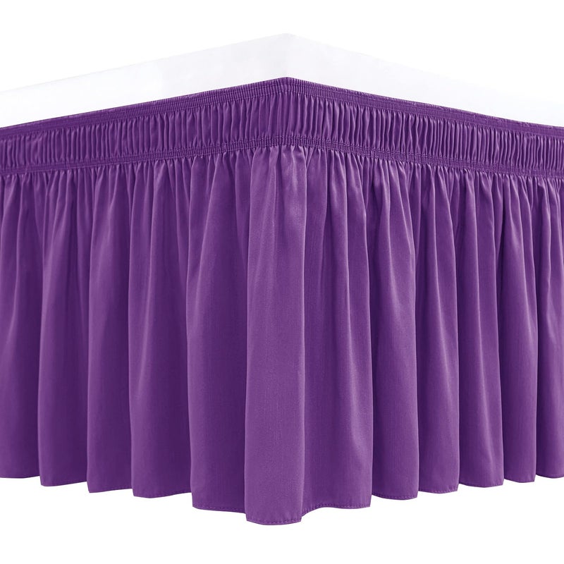 Biscaynebay Biscaynebay Wrap Around Bed Skirts for King  Cal King Beds 15 Drop Eggplant Adjustable Elastic Dust Ruffles Easy Fit Wrinkle  Fade Resistant Silky Luxurious Fabric Machine Washable 
