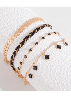 Goolsky 4pcs Black Color Thin Chain Bracelet Set Hip Hop Style Zinc Alloy Hand Chain Bracelet Set For Women  - Image 5