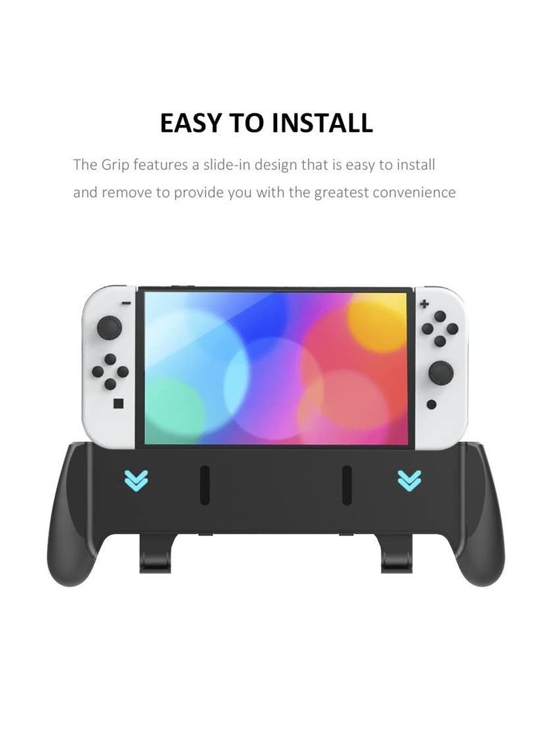 Hand Grip Stand For Nintend Switch OLED Model Comfortable & Ergonomic Handle Holder Kickstand with Game Card Storage NS OLED (Black)  - Image 3