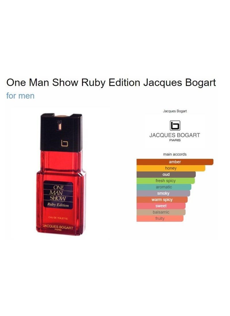 Jacques Bogart - One Man Show Ruby Edition Eau De Toilette 100ml Fragrance - Image 1