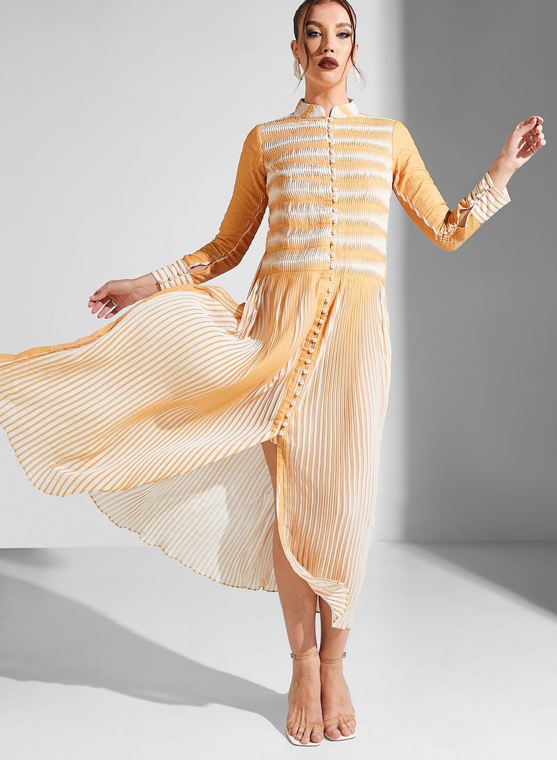 Threadz by Ajooni Pleated Stripe Dress - Image 1