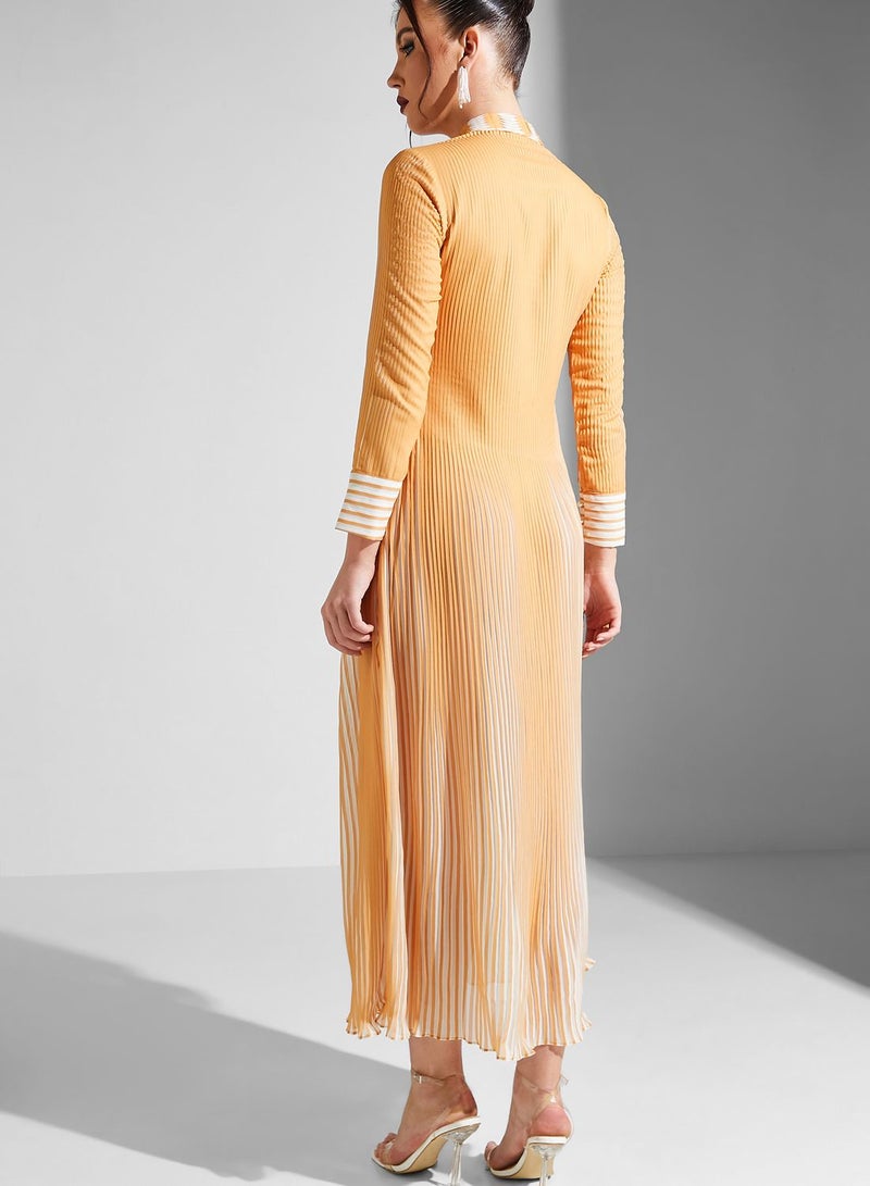 Threadz by Ajooni Pleated Stripe Dress - Image 2