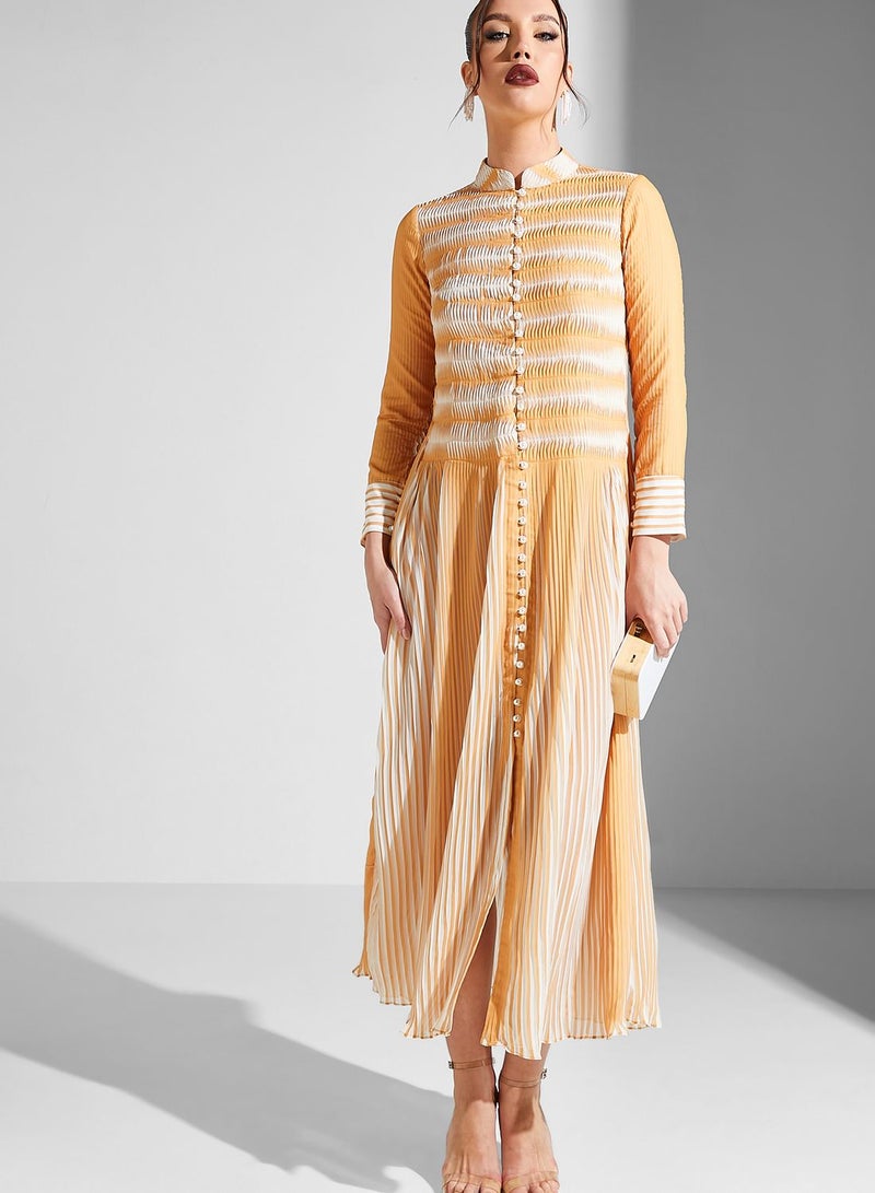 Threadz by Ajooni Pleated Stripe Dress - Image 4