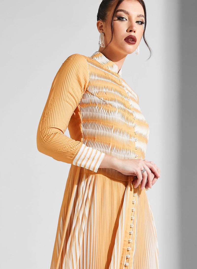Threadz by Ajooni Pleated Stripe Dress - Image 3