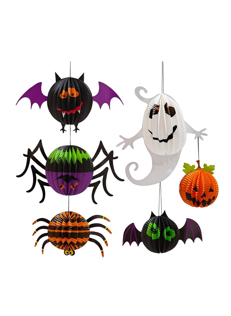ديكورات الحزب الهالوين 6 حزمة ، 12-20 بوصة كبيرة معلقة ورقة فانوس 3D طي اليقطين العناكب الأشباح الخفافيش لوازم الحزب الهالوين للفتيان البنات الأطفال ديكور المدرسة المنزلية في الأماكن الداخلية - Image 1