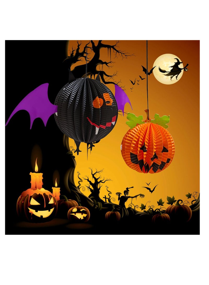 ديكورات الحزب الهالوين 6 حزمة ، 12-20 بوصة كبيرة معلقة ورقة فانوس 3D طي اليقطين العناكب الأشباح الخفافيش لوازم الحزب الهالوين للفتيان البنات الأطفال ديكور المدرسة المنزلية في الأماكن الداخلية - Image 2
