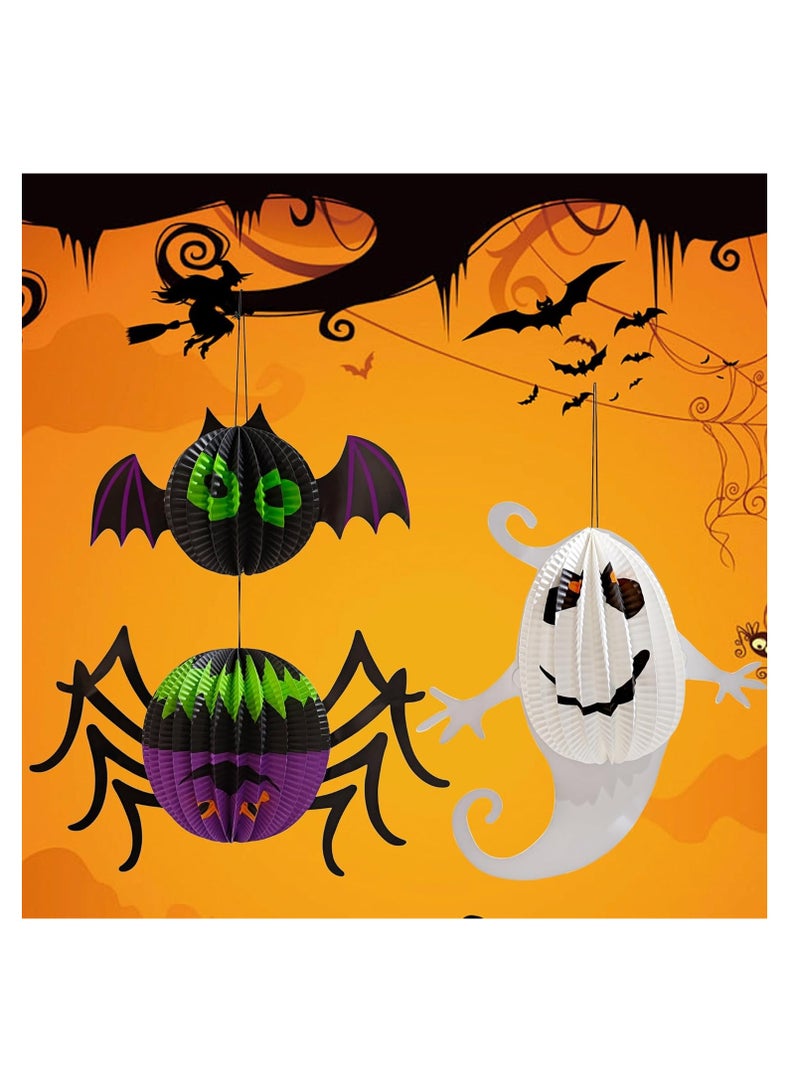ديكورات الحزب الهالوين 6 حزمة ، 12-20 بوصة كبيرة معلقة ورقة فانوس 3D طي اليقطين العناكب الأشباح الخفافيش لوازم الحزب الهالوين للفتيان البنات الأطفال ديكور المدرسة المنزلية في الأماكن الداخلية - Image 3