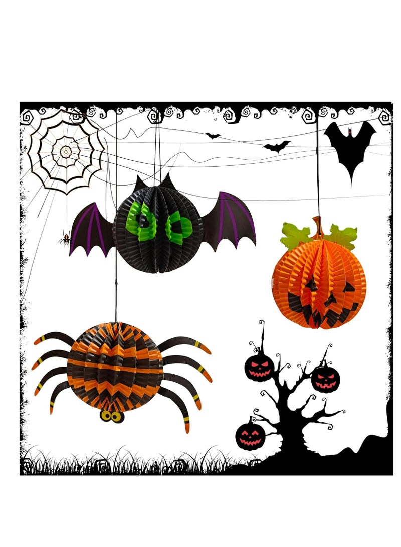 ديكورات الحزب الهالوين 6 حزمة ، 12-20 بوصة كبيرة معلقة ورقة فانوس 3D طي اليقطين العناكب الأشباح الخفافيش لوازم الحزب الهالوين للفتيان البنات الأطفال ديكور المدرسة المنزلية في الأماكن الداخلية - Image 4