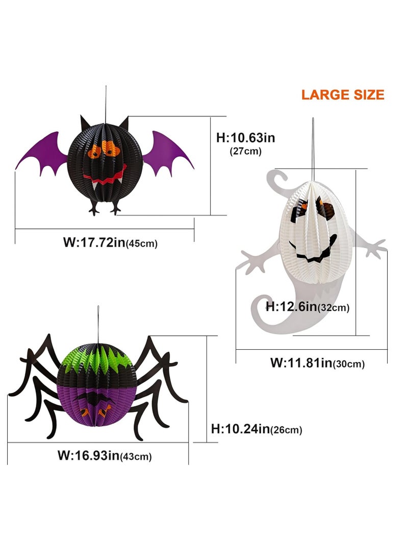 ديكورات الحزب الهالوين 6 حزمة ، 12-20 بوصة كبيرة معلقة ورقة فانوس 3D طي اليقطين العناكب الأشباح الخفافيش لوازم الحزب الهالوين للفتيان البنات الأطفال ديكور المدرسة المنزلية في الأماكن الداخلية - Image 5