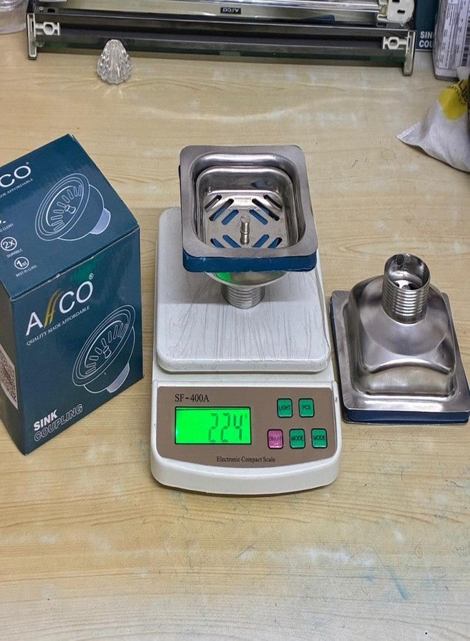 AFFCO - Square Shaped Durable SS Kitchen Sink Coupling for Home | Sink Coupling for Kitchen Sink| Anti Rust Sink Drainer with Chrome Finish | Square SS Waste Coupling (Pack of 1, Size: 4 Inches) - Image 1