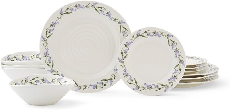Portmeirion Spode Lavandula 12 Piece Dinnerware Set  Made from Porcelain  Sophie Conran Collection  Microwave and Dishwasher Safe  Home  Restaurant Dcor Essential  For Serving Hosting and Entertainment - Image 1