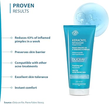 Ducray Keracnyl Foaming Gel 200ml - Image 5