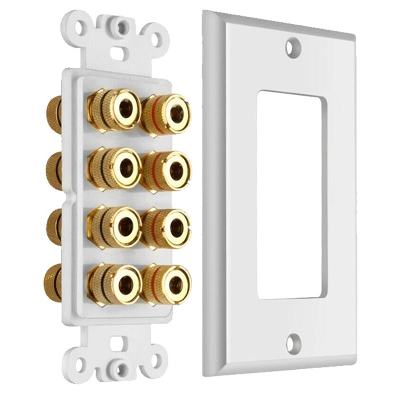 DIYTECH 4 Speaker Wall Plate, Home Theater Wall Plate, Gold Plated Binding Posts, for Home Theater Setup - Image 5