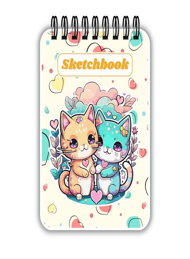 EKDALI A5 Wiro Spiral Sketch Sketchbook for Drawing & Sketching | 150 GSM Paper | Cute cat Illustrated Cover - Image 1