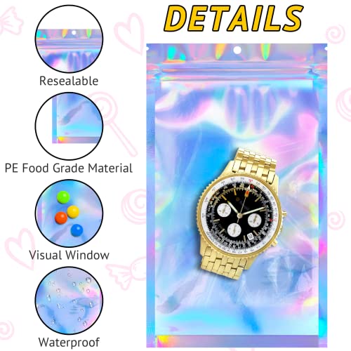TIFICAL 100PCs Smell Proof Holographic Packaging Bags | Resealable Foil Freshies for Small Business, Food Storage | Sample Pouch for Eyelash & Jewelry - Image 3