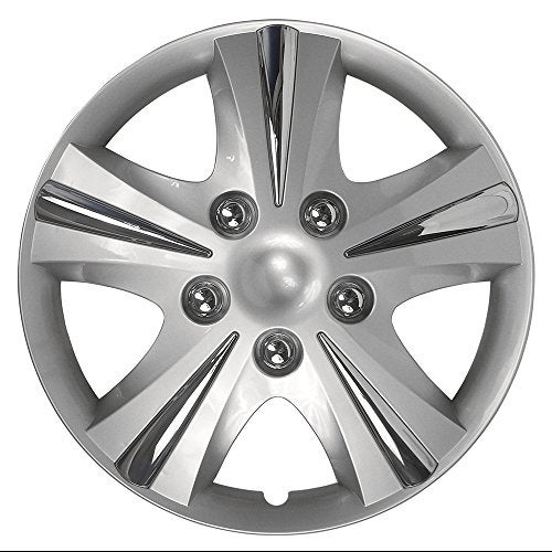 Custom Accessories 4-Pack 15" SGT-5 Wheel Covers, Replacement Hubcaps for Cars, Trucks, SUVs — Silver/Chrome - Image 2